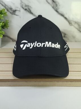 TaylorMade Tour Radar Black Golf Cap with White Logo